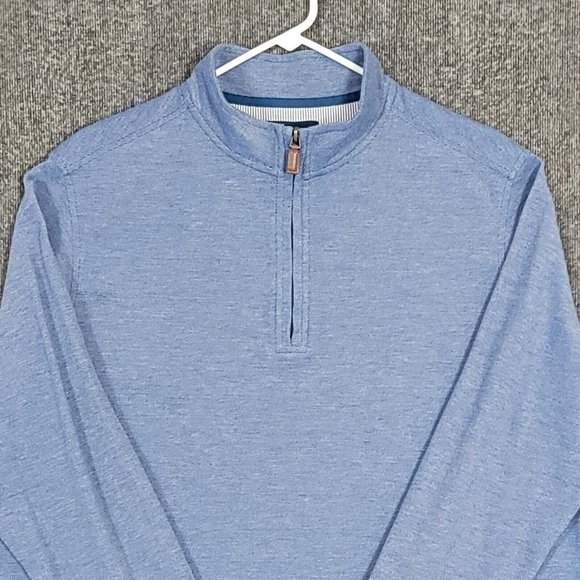 Fairlane Sweater Mens Large Blue 1/4 Zip Long Sleeve Athletic Pullover Shirt - Picture 2 of 11